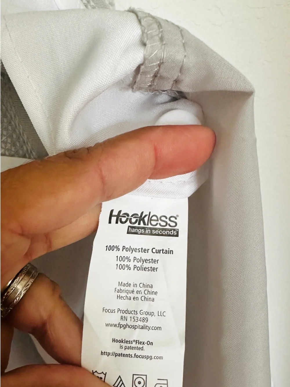 Light Gray Textured Curtain Panel Hookless